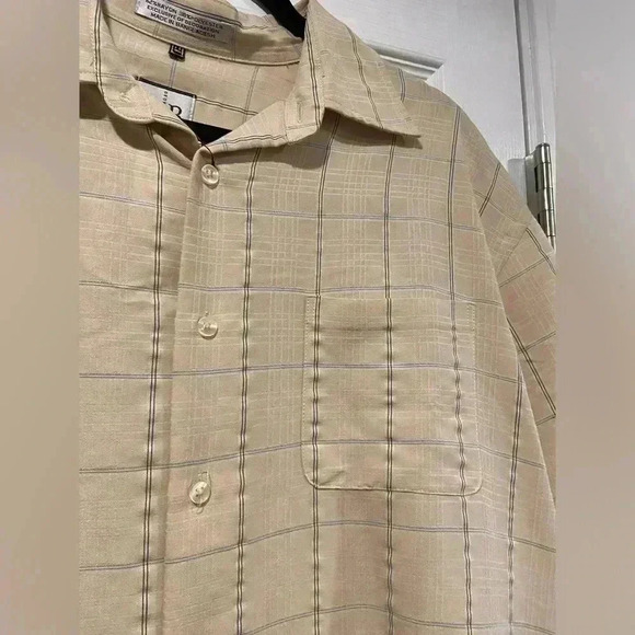 NWT Geoffrey Beene Men’s Beige Plaid Short Sleeve Collared Button Down Size 16 - Picture 10 of 12